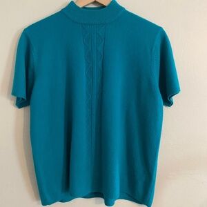 Vintage Norton McNaughton Mock Neck Short Sleeve Sweater.